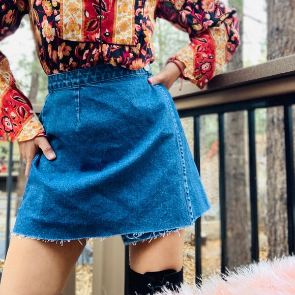 ASOS Dresses & Skirts - ASOS Wrap Denim Mini Skirt